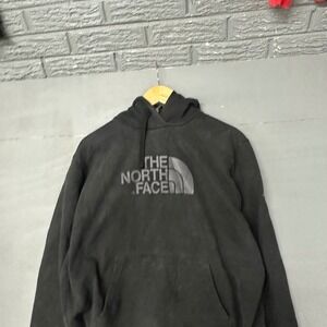 The North Fac Mens XL Black Pullover Hoodie Tonal Graphic Logo Fleece Sw